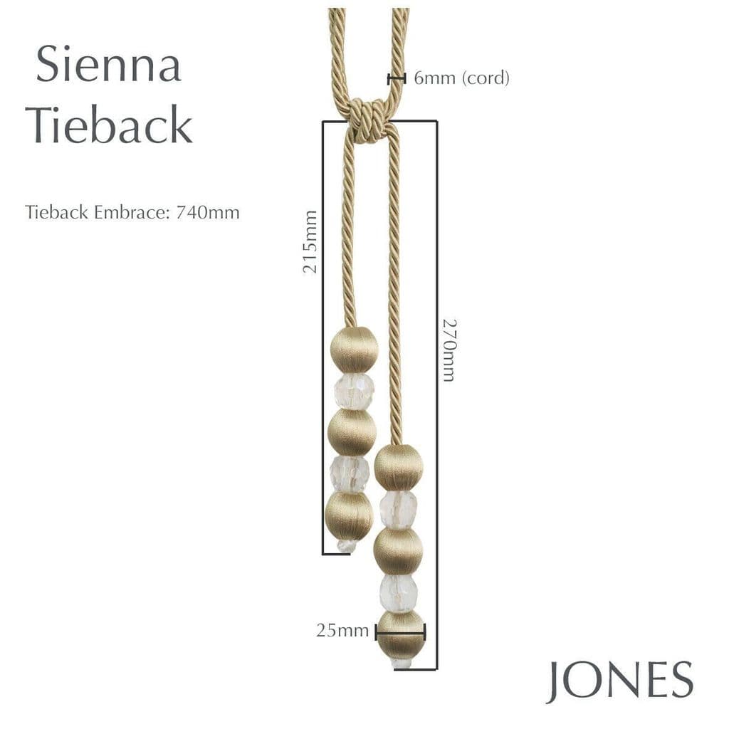 2 Sienna Linen Curtain Tiebacks Tassel Tie Backs PAIR by Jones Cord